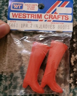 NEW NIP Westrim crafts 2'' Fashion doll red hippy go go boots fits famous doll