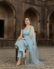 Bollywood Designer Ethnic Kurti Pant Dupatta Set Indian Women's Party Wear Suit