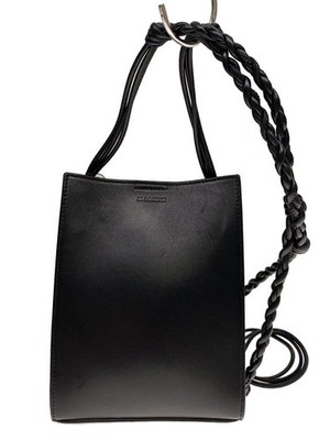 JIL SANDER Shoulder Bag Tangle Leather Black Rubbed Used