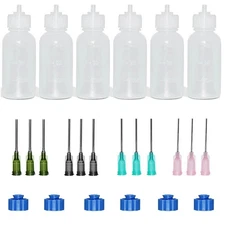 6Pcs 30ml Clear Precision Applicator Bottle ,12Pcs Needle Tip, Squeeze Bottle