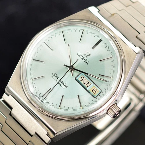 VINTAGE OMEGA SEAMASTER AUTOMATIC SKYBLUE DIAL DAY&DATE DRESS MEN'S WATCH