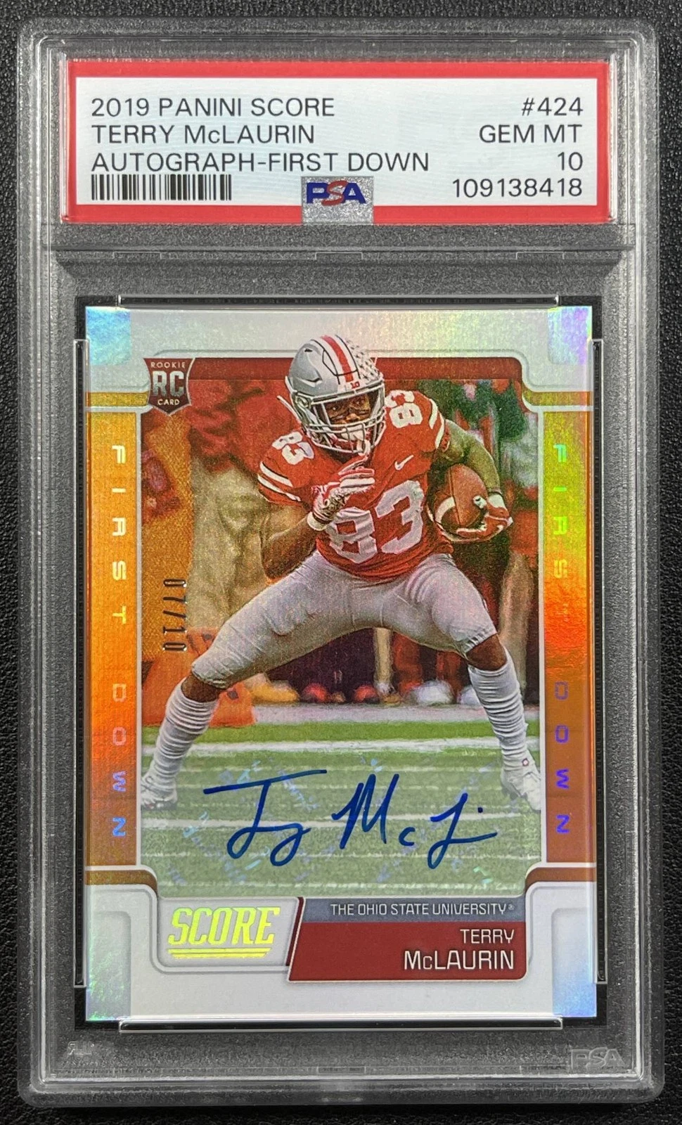 Terry McLaurin Panini Score #424 Autograph-First Down