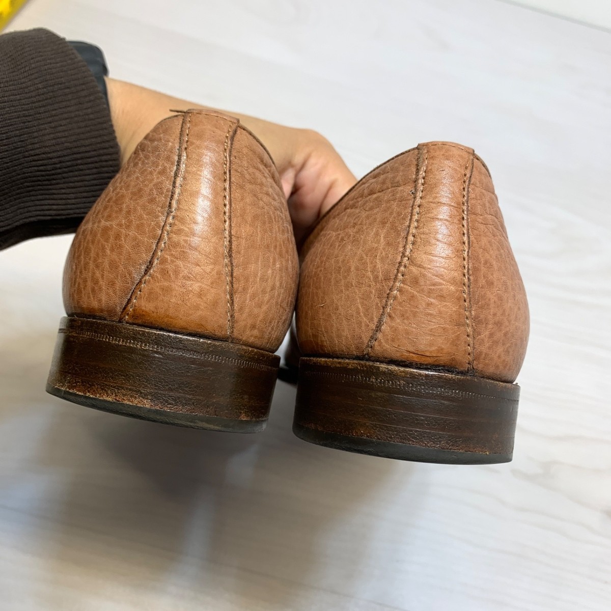 Gravati Penny Loafer Mens Sz 8.5 Brown Leather Dress Shoes Handmade Italy Formal Gravati GRAVATI Men Penny Loafers Suede Rubber Brown Sz 11.5  main image 3