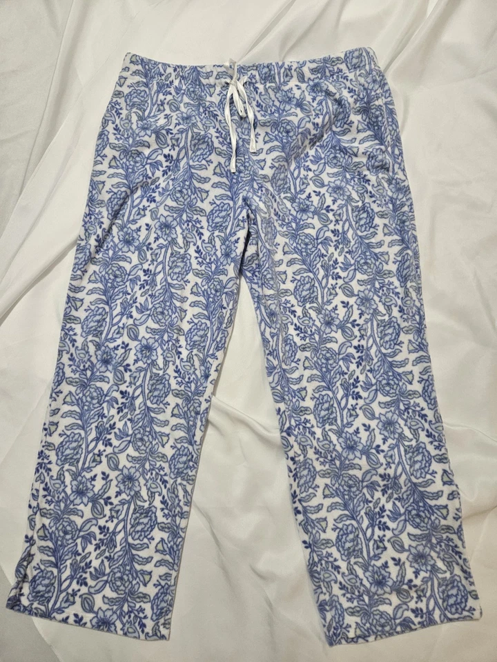 CROFT & BARROW, CONJUNTO DE PIJAMA FLORAL 2 PIEZAS AZUL/BLANCO POLI BL AZUL NUEVO PARA MUJER, TALLA XXL Foto 2 de 4
