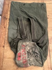 US Army Duffel Bag Large Canvas Military Olive Green Back Pack Rucksack Vintage