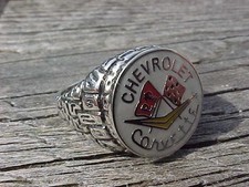 CHEVROLET CORVETTE LOGO SILVER CHROME RING #9 NOS HI- QUALITY CLASS