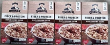 Pack of 4) Quaker, Fiber & Protein Instant Oatmeal, Maple & Brown Sugar.