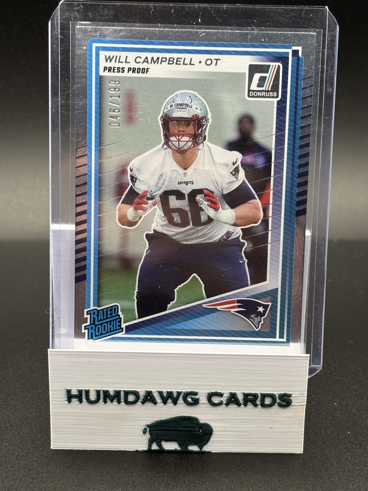 2025 Donruss Will Campbell Rated Rookie Press Proof Silver RC /199 #345 Patriots