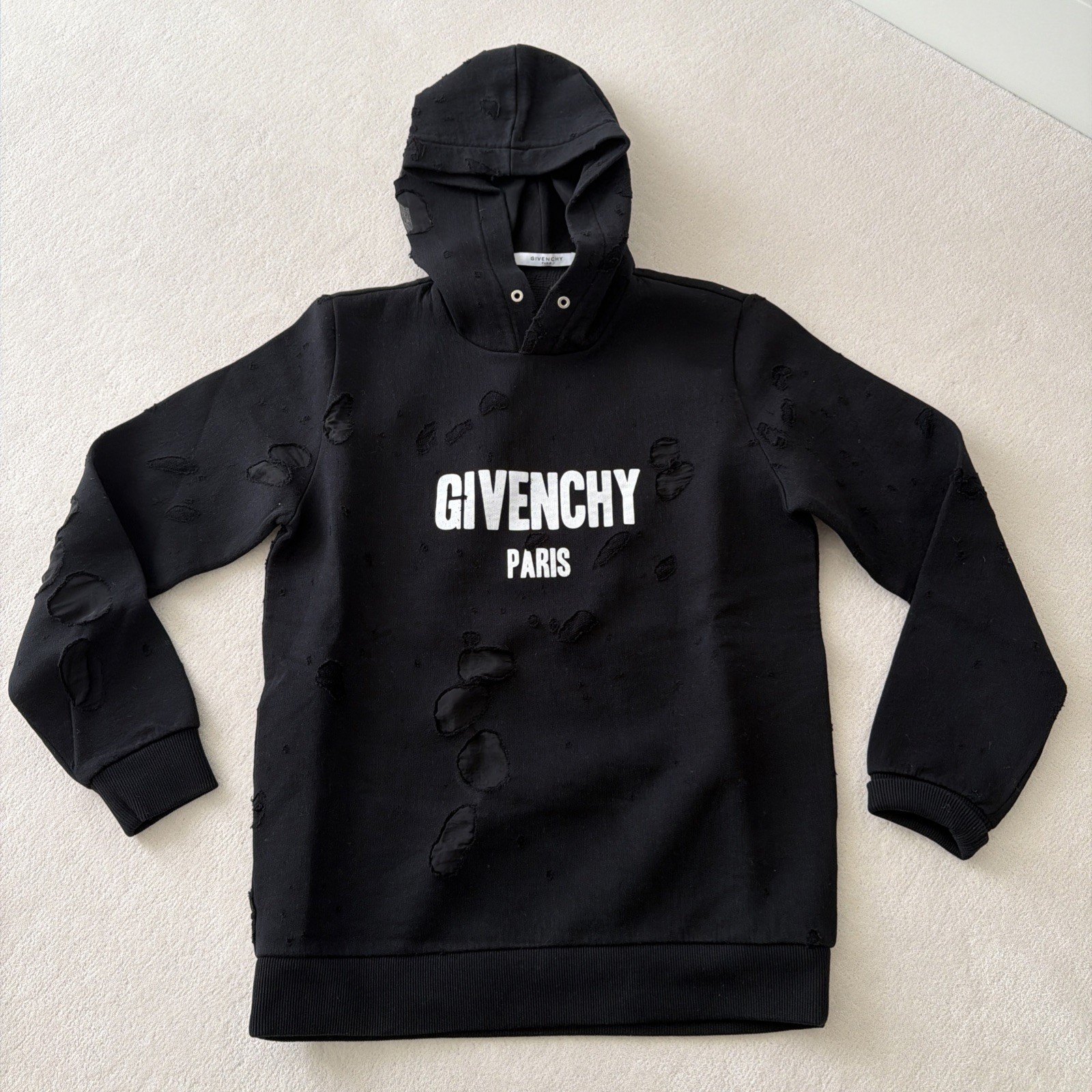 Givenchy Logo Mesh Patch/torn Sweater Jumper Size… - image 1