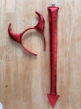 NEW Devil Costume Accessories Pin On Tail and Red Devil Ears Valentines Headband