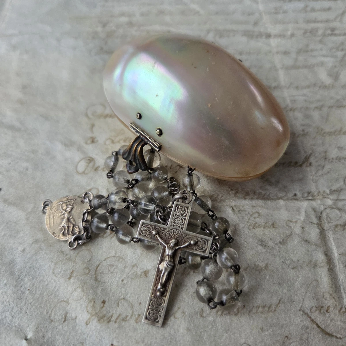 Chapelet en Perles Roses - Miraculeuse et Croix Baroque | La Boutique