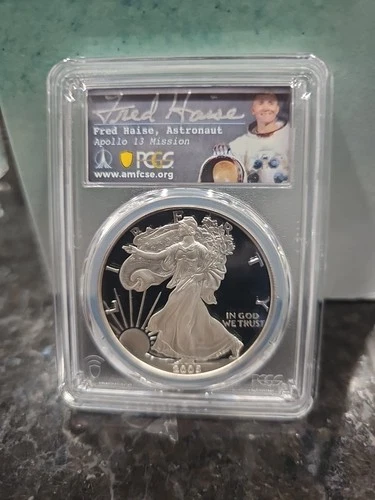 FRED HAISE 2005 W $1 American Silver Eagle PR70 PCGS RARE