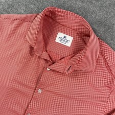 Mizzen and Main Mens Button Down Shirt L Red Gingham Long Sleeve Made in USA