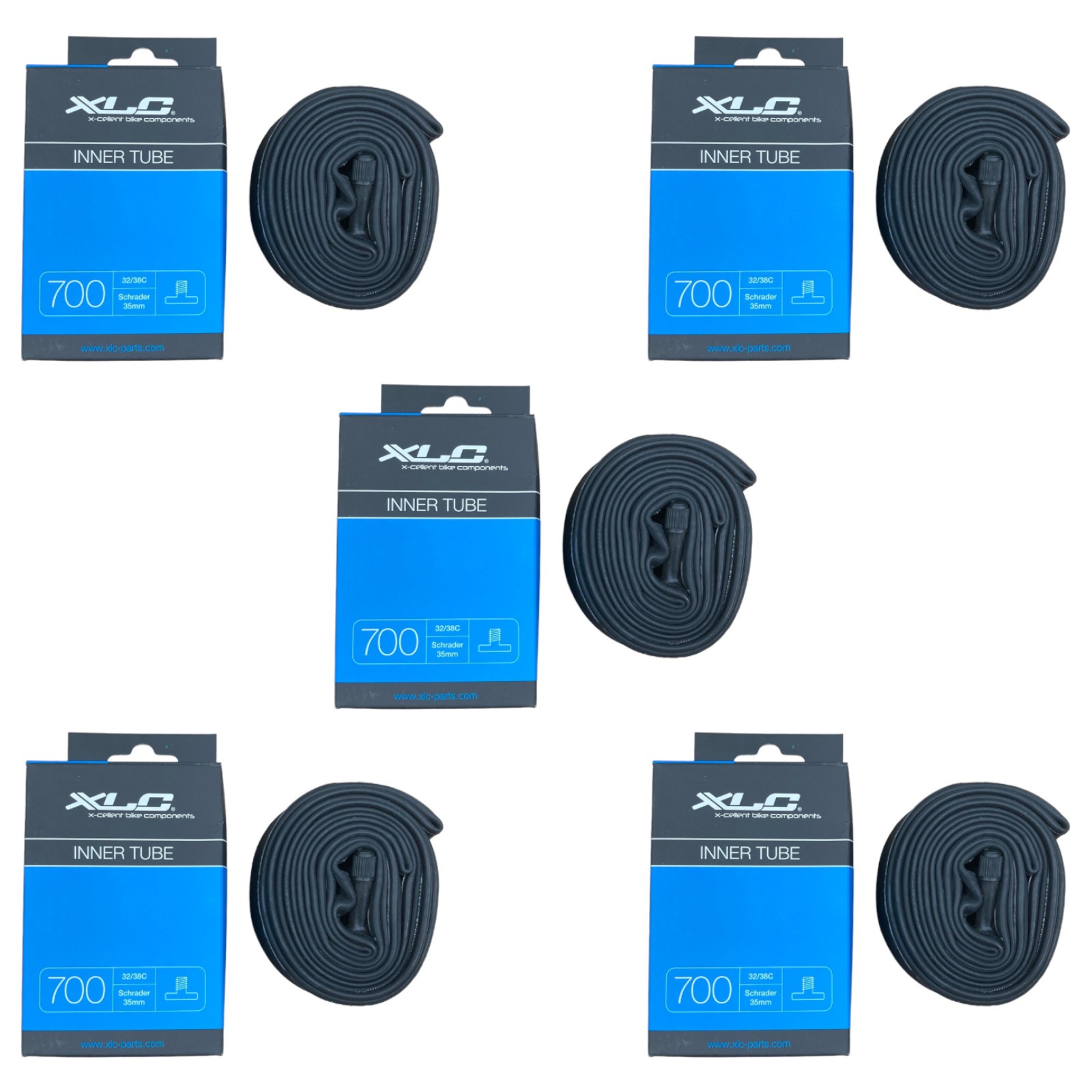 700c Inner Tube 700c 32-38c Schrader Valve Road Hybrid Commuter Bicycle 5 Pack