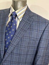 JOS A BANK Reserve Super 150's Tradition Blue Windowpane Wool Sport Coat Sz 43L