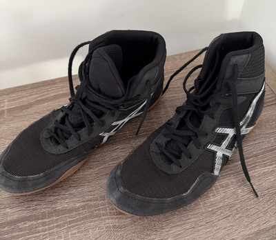 ASICS Matflex Wrestling Shoes Mens 9.5 Black Gum Sole Mesh Training