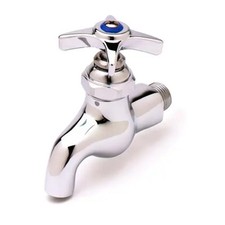 T S Brass B-0708 4" Heavy Duty Wall Sink Faucet Spout w/ Self Closing Valve