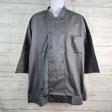 Chef Works Mens Morocco Chef Coat Sz XL Gray 3/4 Sleeve