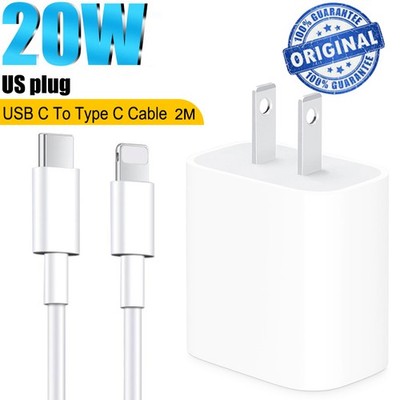 20W TypeC Fast Charge Power Adapter Charger 3/6ft Cable For iPhone Android Phone