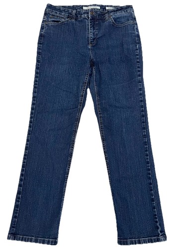 Jones New York Damenjeans Größe 12 Blau Dunkle Waschung Lexington Gerader Hoher Bund