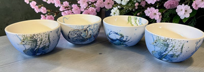 Pier 1 SEA LIFE -- Set of 4 Individual Dip Dish Bowls 4 1/4''
