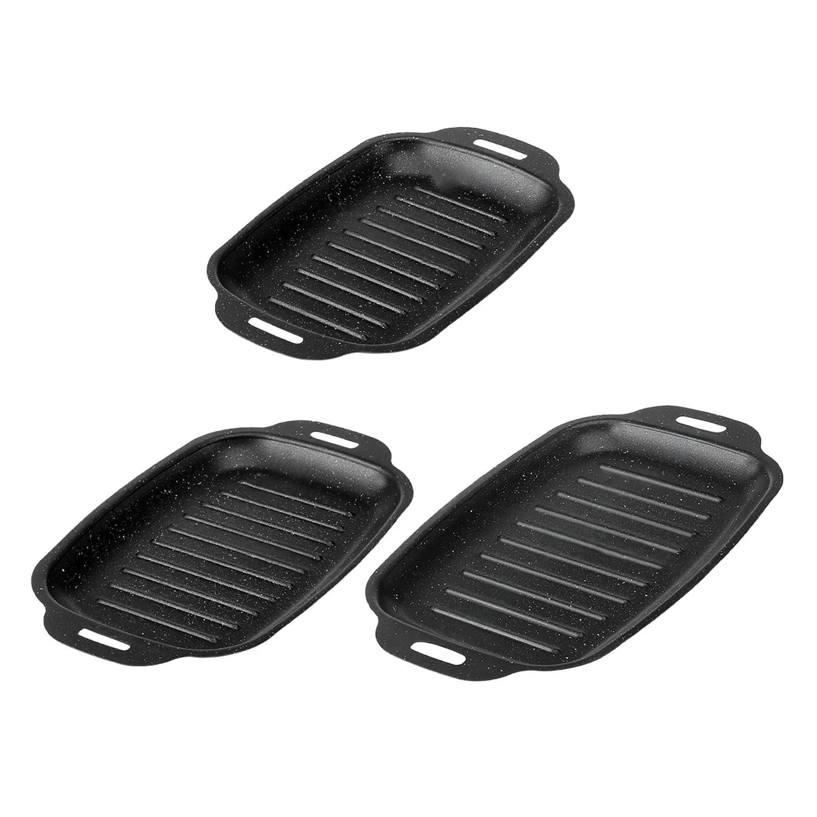 Barbecue Grill Nonstick with Handles Multi Functional Rectangular Steak Pan for