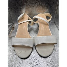 Silver Metallic Strappy Block Heel Dress Sandals Women's Size 10