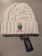 Polo Ralph Lauren Men  s Beanie Cable Knit American Flag Bear Andover Hthr Gray