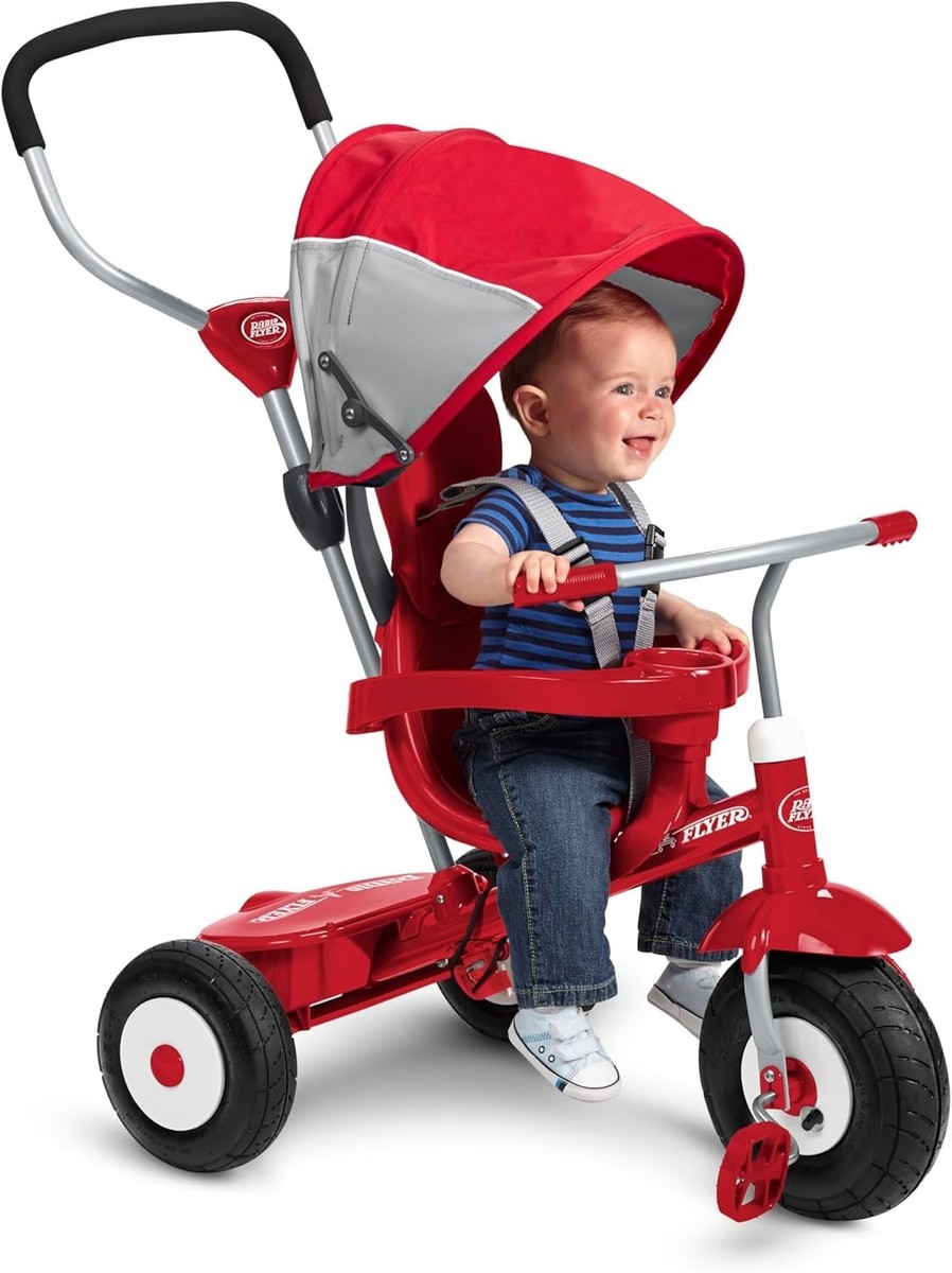 Radio Flyer Tricycle de balades 4-en-1, Tricycle Rose pour Tout-Petits de 1 à 5 Ans Radio Flyer Tricycle de balades 4-en-1, Tricycle Rose pour Tout-Petits de 1 à 5 Ans