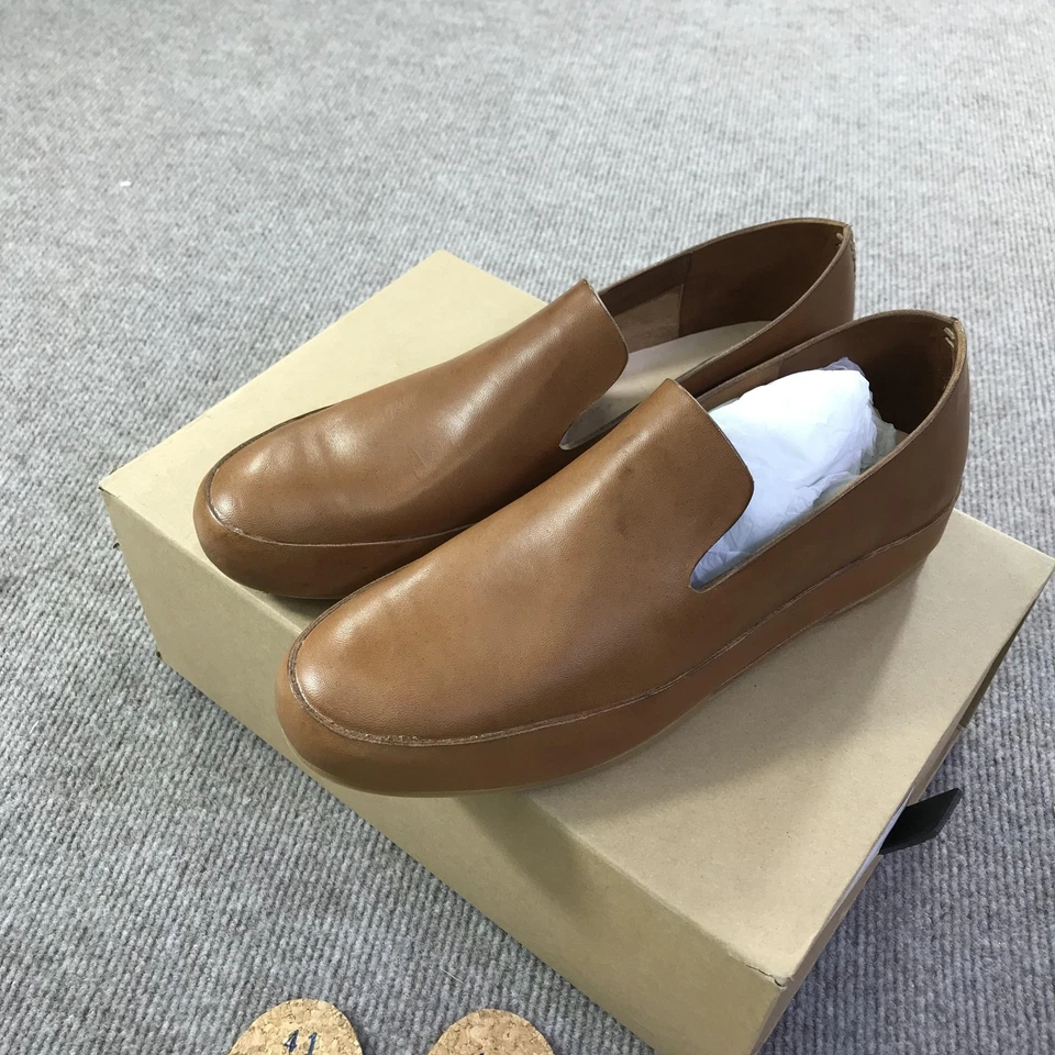 FEIT Shoes Womens Size 11 Tan Semi Cordovan Hand Sewn Slipper Rubber Leather 41 - Image 4 of 4