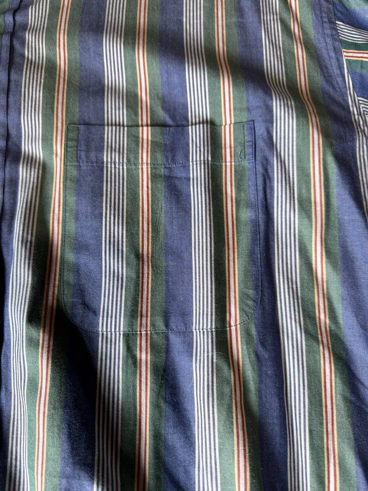LL Bean Mens Shirt Regular Fit Button Up Short Sleeve Blue Design Size XL - Image 2 of 4