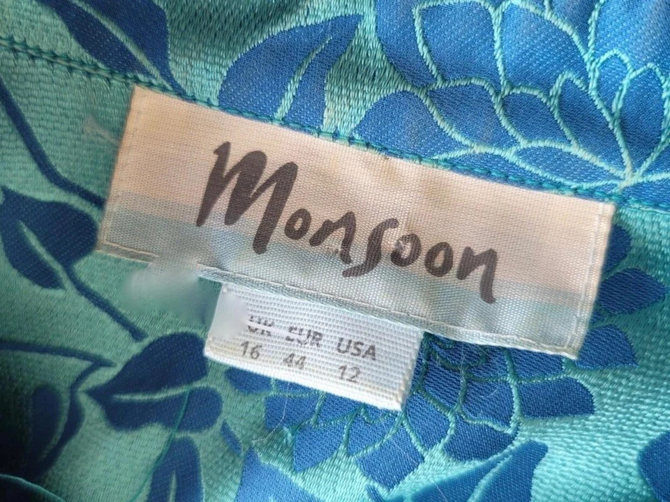 MONSOON Top 16 Silk Blue & Turquoise Oriental Style Kimono Tunic - Image 2 of 4