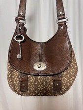 Fossil Maddox Crossbody Purse Leather Brown Vintage Saddle Bag Key FLAW
