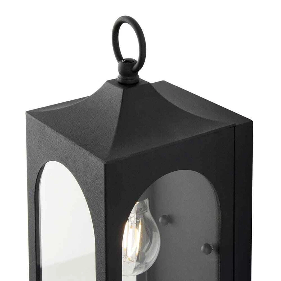 Hampton Bay Tremont 1-Light Black Outdoor Wall Light Fixture with Clear Glass Foto 3 de 4