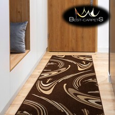 Hall Runner KARMEL COFFEE BROWN Width 70-110cm ABSTRACT extra long soft RUGS