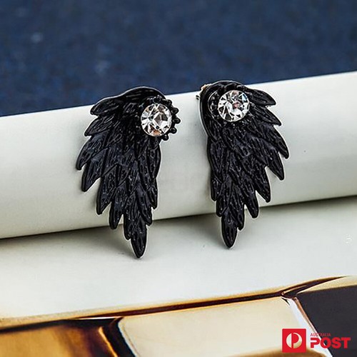 1 Pair Earring Ear Studs Angel Wing Feather Ring Stone Fashion Jewellery - Picture 7 of 10