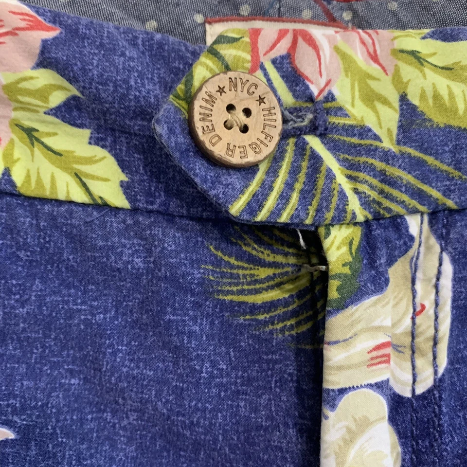 Pantalones Cortos Chinos Tommy Hilfiger Mujer Talla 26 Azul Tropical Floral Verano Viaje Foto 4 de 4