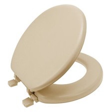 Champagne Beige Soft Padded Toilet Seat Round Cushioned Standard Cover Comfort