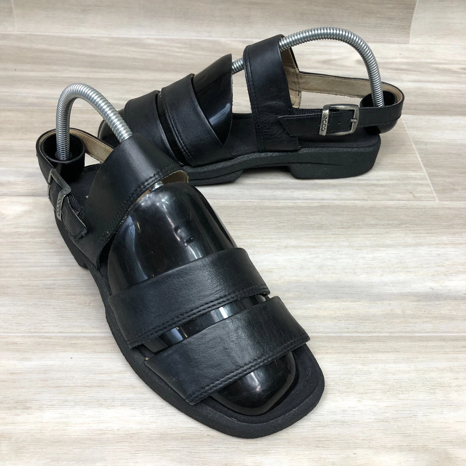 Sandali ECCO donna EU 38 US 7 5 con cinturino neri slingback piatti con suola in lattice