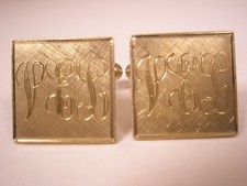 VEL Monogram Initial Letter 1/20 12K GOLD FILLED Vintage ANSON Cuff Links