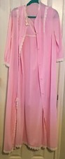 Vintage Peignoir Set Nightgown Robe Women s Small Negligee Lace 2 Pc Gown Pink