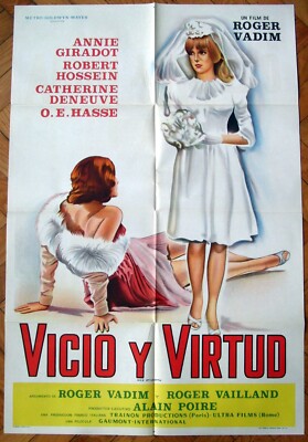 LE VICE ET LA VERTU 1SH Movie Poster ARGENTINA 60s Catherine DENEUVE Roger VADIM