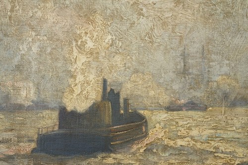 Hamburg Hafen am Abend Herbert Kuron 1888 Impressionist  - Bild 4 von 10