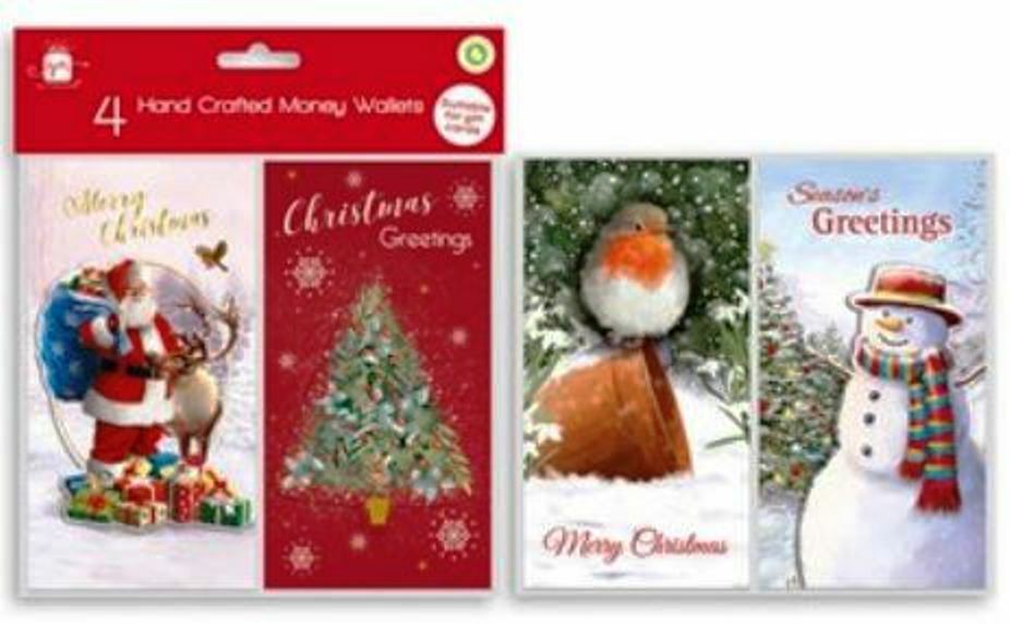Christmas Money Wallets Voucher  Qty 4 Traditional  Male Female