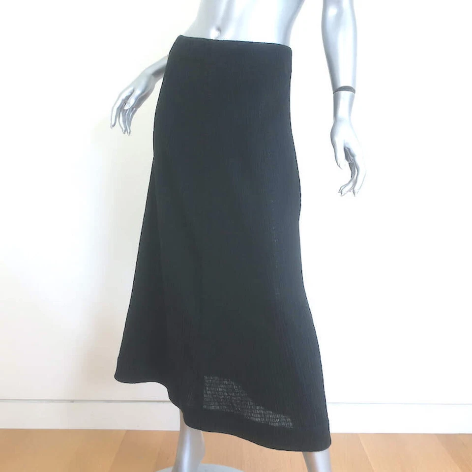 Saia Midi Jil Sander Linha A Preta Algodão Elástico Enrugado Tamanho 34 - Imagem 2 de 4