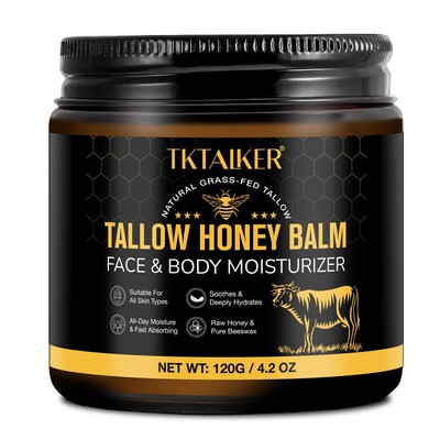 Beef Tallow for Skin Beef Tallow for Face Hydrating Tallow Balm with Raw Hone...