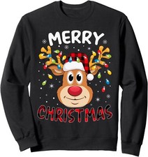 Merry Christmas Reindeer Xmas Family Animal Cool Unisex Crewneck Sweatshirt