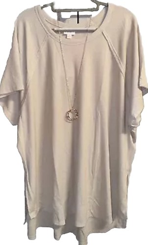 NEW LuLaRoe 3XL Solid Oatmeal Bone Cream Soft Waffle Weave Melanie Raglan Top - Picture 2 of 7