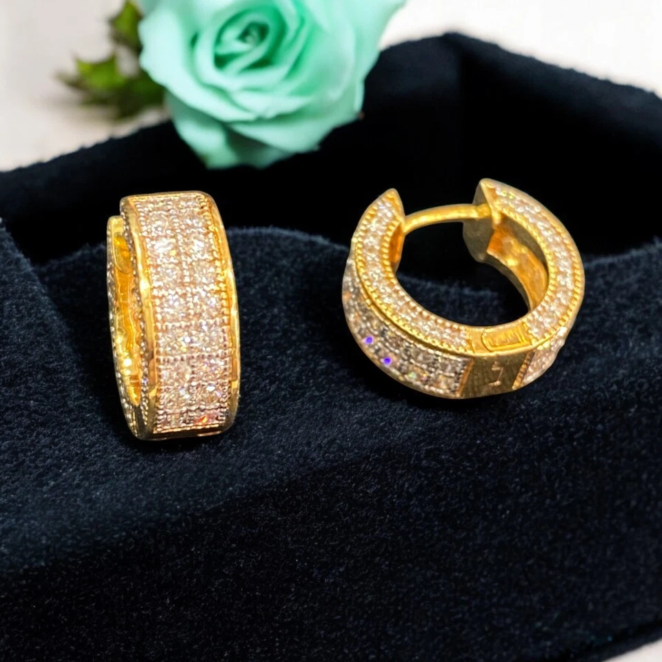 Magnificent 1.80 Cts Round Brilliant Cut Natural Diamonds Hoop Earrings 14K Gold - Image 2 of 4