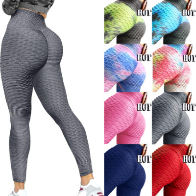 Women Tiktok Leggings Anti-Cellulite High Waist Push Up Yoga Pants Gym Trousers
